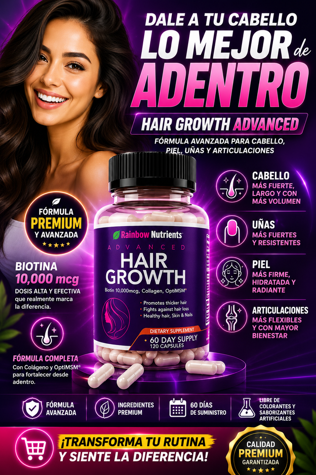 TU CABELLO MERECE UN CUIDADO DE CALIDAD CON BIOTINA,COLAGENO Y optiMSM